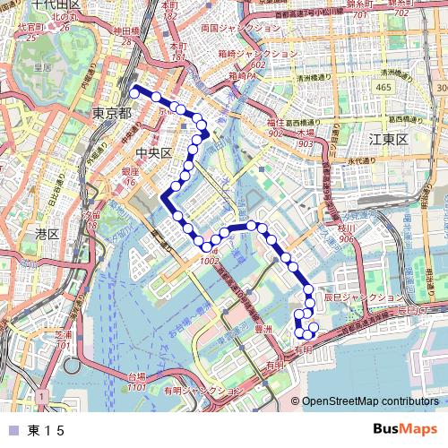東１５ bus Line Map
