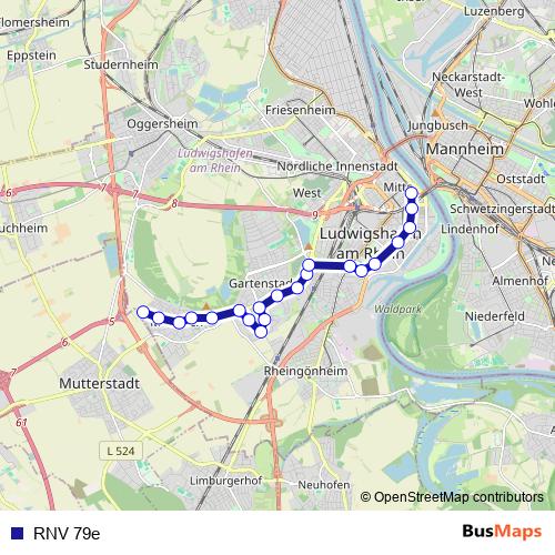 RNV 79e bus Line Map
