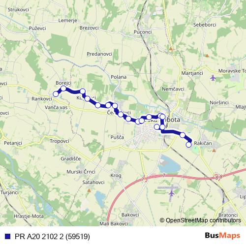 PR A20 2102 2 (59519) bus Line Map