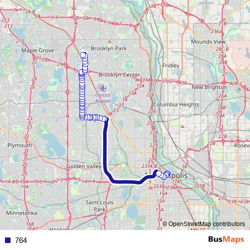 764 bus Line Map