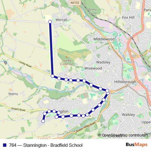764 bus Line Map