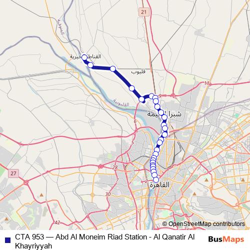 CTA 953 bus Line Map