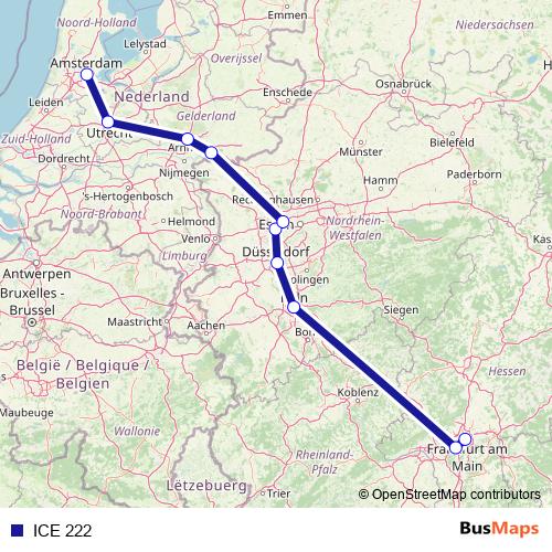 ICE 222 rail Line Map
