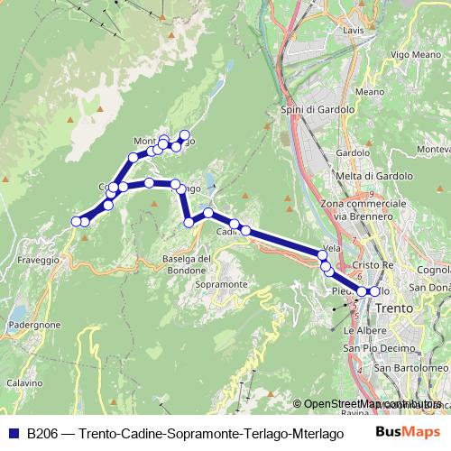 B206 bus Line Map