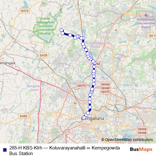 285-H KBS-Klrh bus Line Map