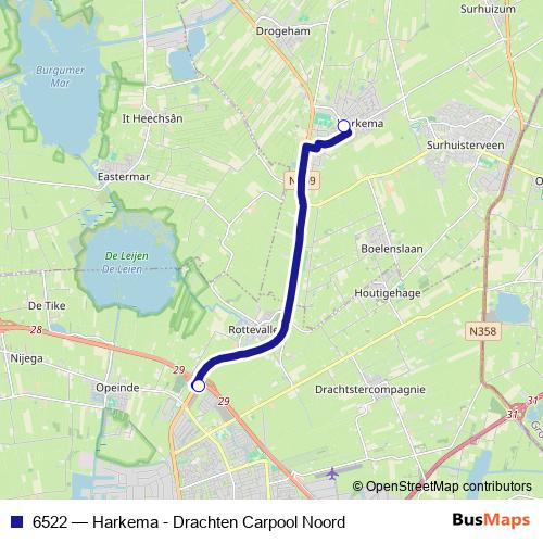 6522 bus Line Map