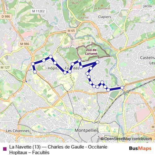 La Navette (13) bus Line Map
