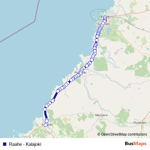 Raahe - Kalajoki bus Line Map