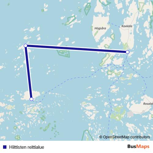 Hiittisten reittialue ferry Line Map