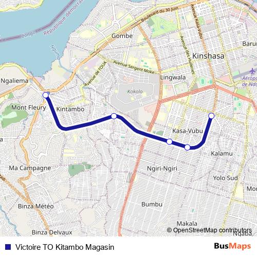 Victoire TO Kitambo Magasin bus Line Map