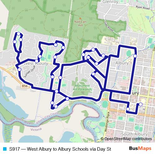 S917 bus Line Map