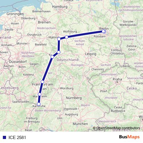 ICE 2581 rail Line Map
