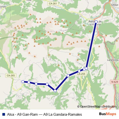 Alsa - A9 Gan-Ram bus Line Map