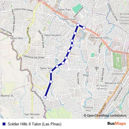 Soldier Hills II Talon (Las Pinas) bus Line Map