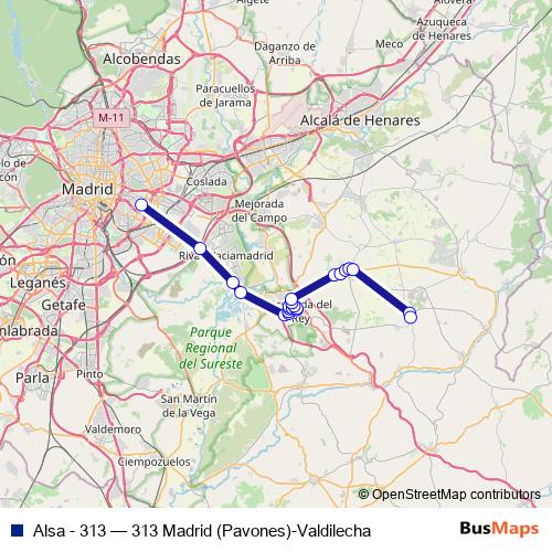 Alsa - 313 bus Line Map