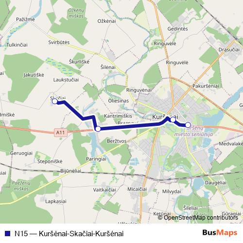N15 bus Line Map
