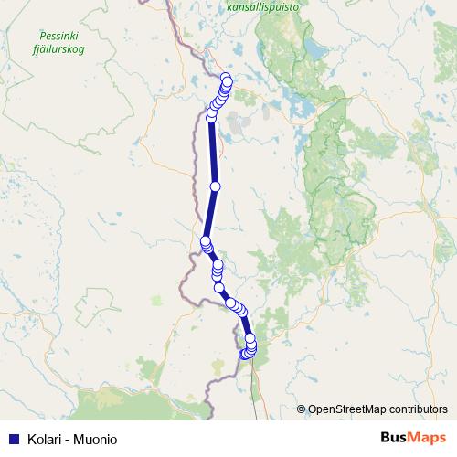 Kolari - Muonio bus Line Map