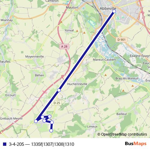 3-4-205 bus Line Map