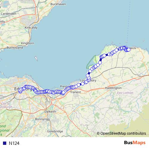 N124 bus Line Map