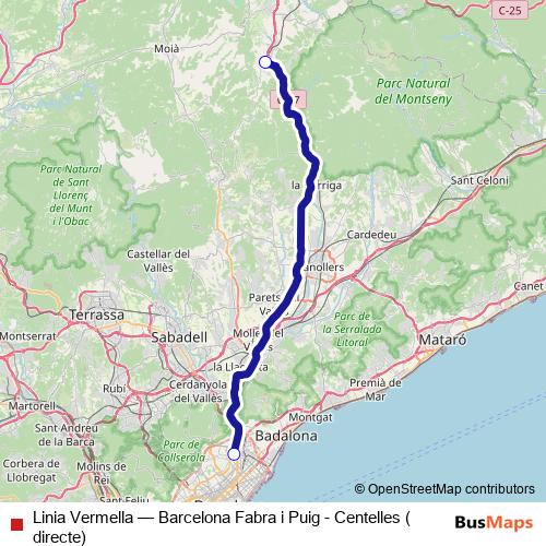 Linia Vermella bus Line Map