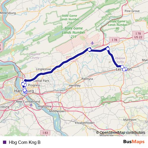 Hbg Com Kng B bus Line Map