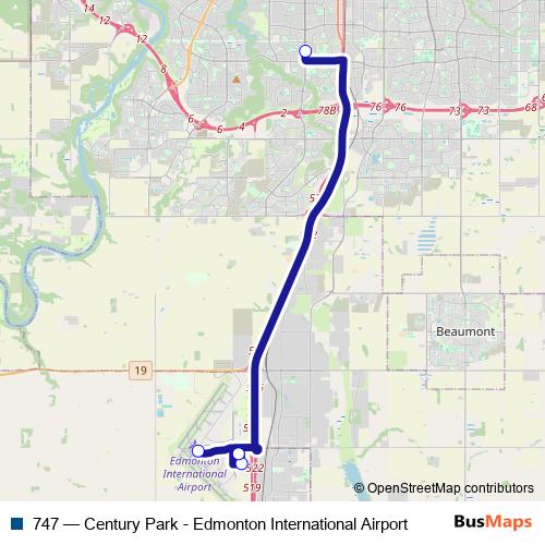747 bus Line Map