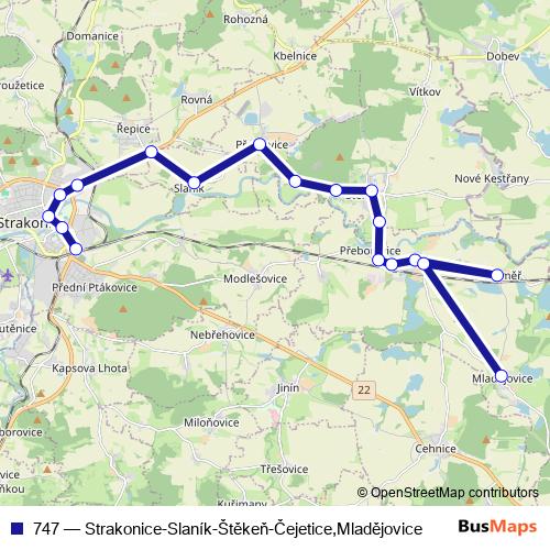 747 bus Line Map
