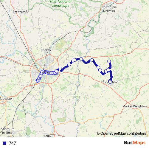 747 bus Line Map