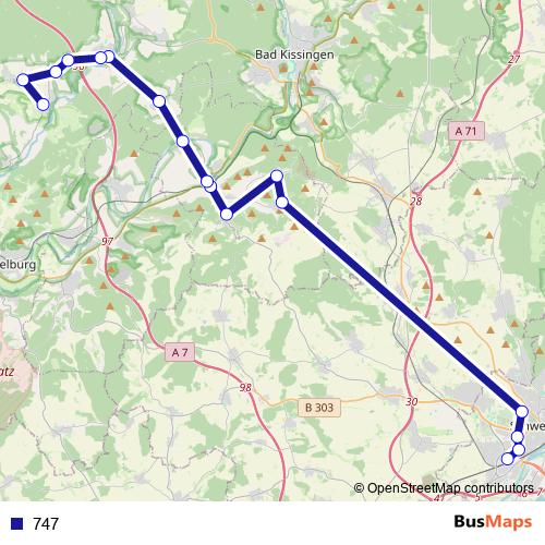 747 bus Line Map