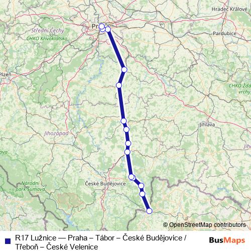 R17 Lužnice rail Line Map