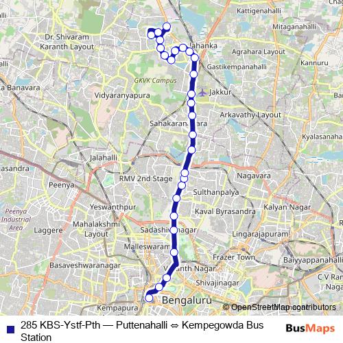 285 KBS-Ystf-Pth bus Line Map