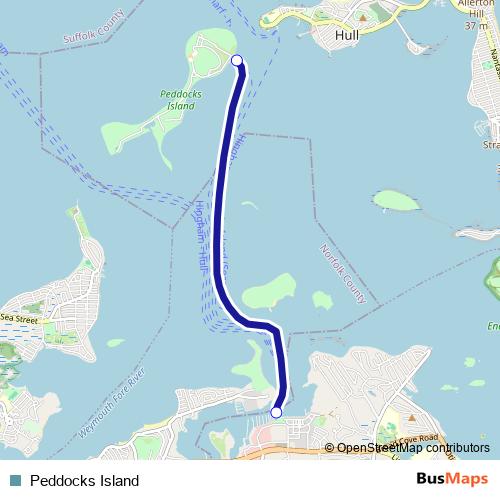 Peddocks Island ferry Line Map