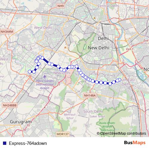 Express-764adown bus Line Map