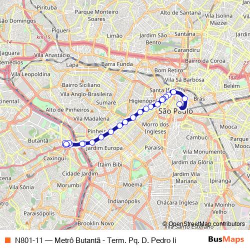 N801-11 bus Line Map
