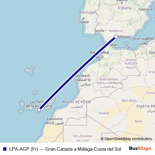 LPA-AGP (Fr) air Line Map