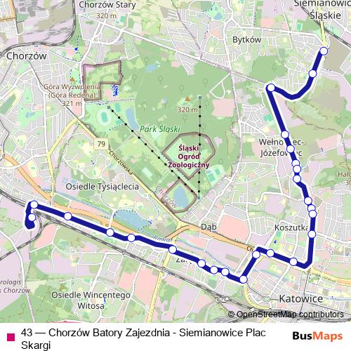 43 tram Line Map