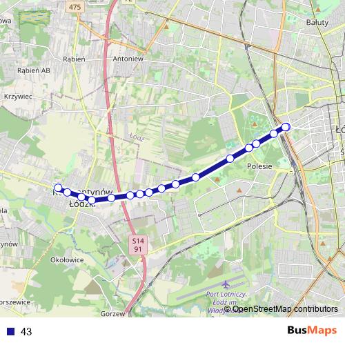 43 tram Line Map