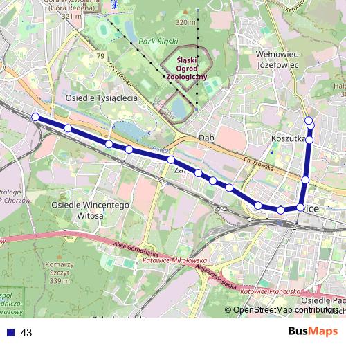 43 tram Line Map