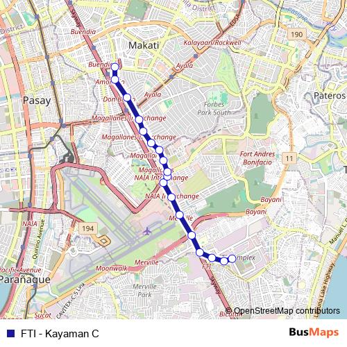 FTI - Kayaman C bus Line Map