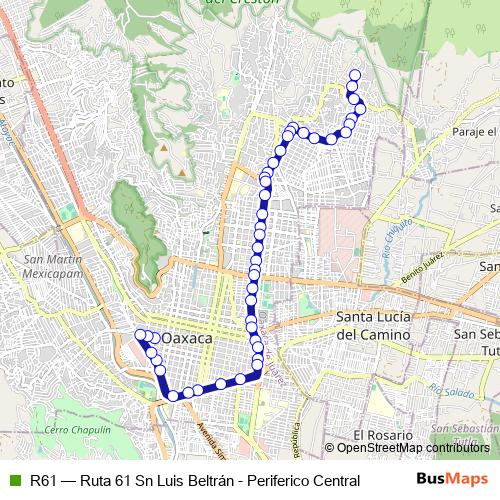 R61 bus Line Map