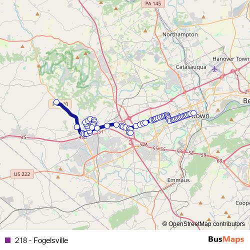 218 - Fogelsville bus Line Map