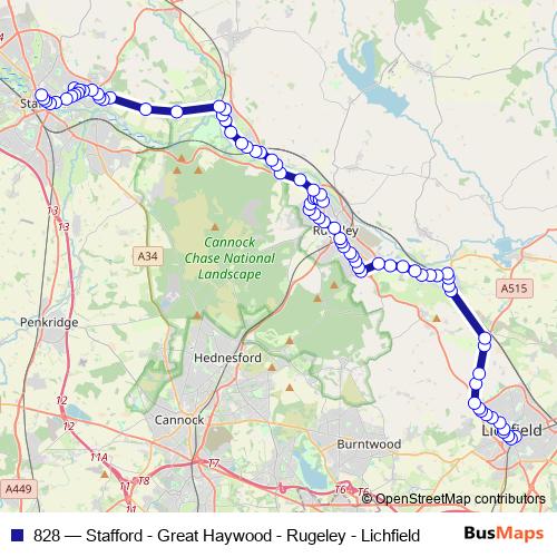 828 bus Line Map