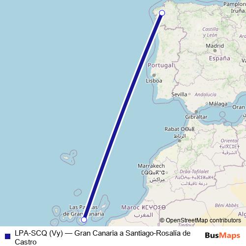 LPA-SCQ (Vy) air Line Map