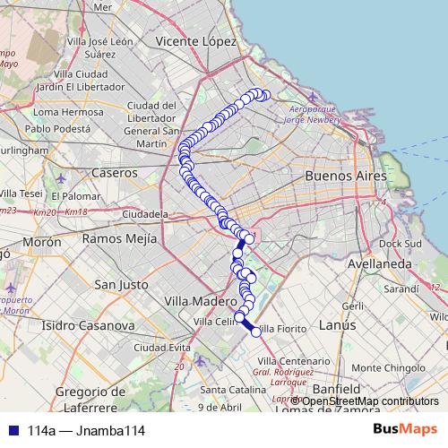 114a bus Line Map