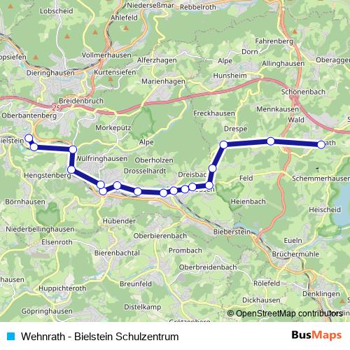 Wehnrath - Bielstein Schulzentrum tram Line Map