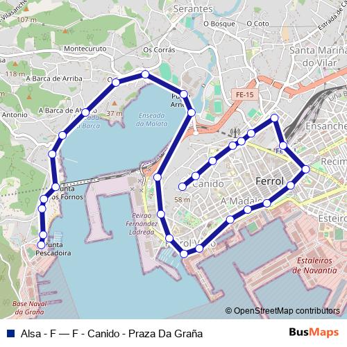 Alsa - F bus Line Map