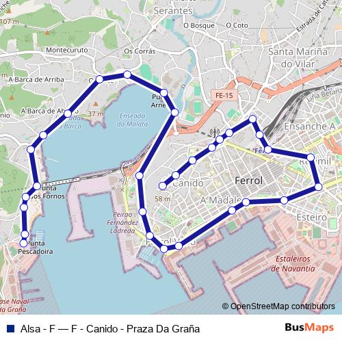 Alsa - F bus Line Map