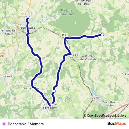Bonnetable / Mamers bus Line Map