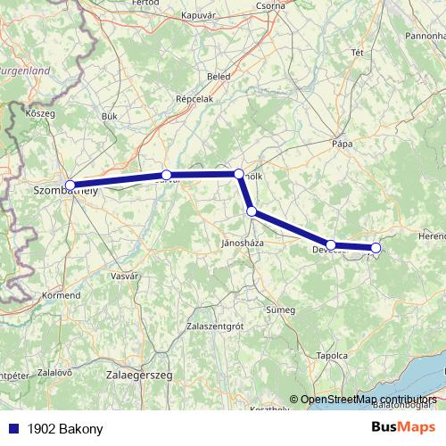 1902 Bakony rail Line Map