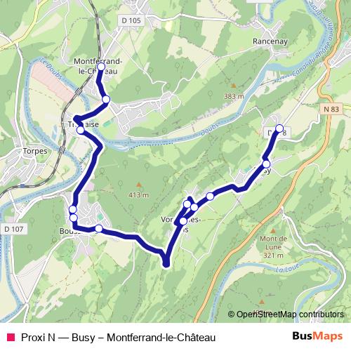 Proxi N bus Line Map